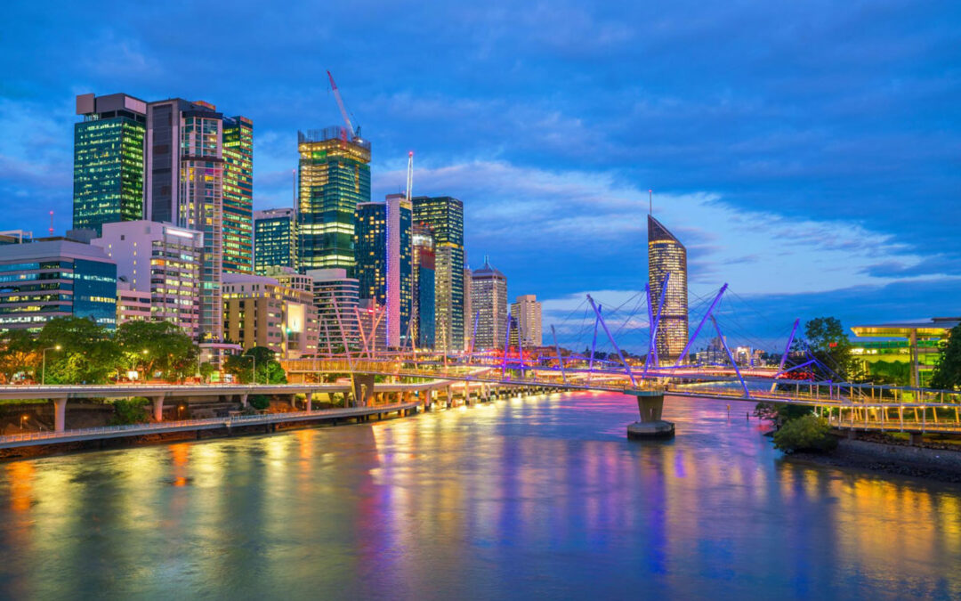 Brisbane City skyline river twilight